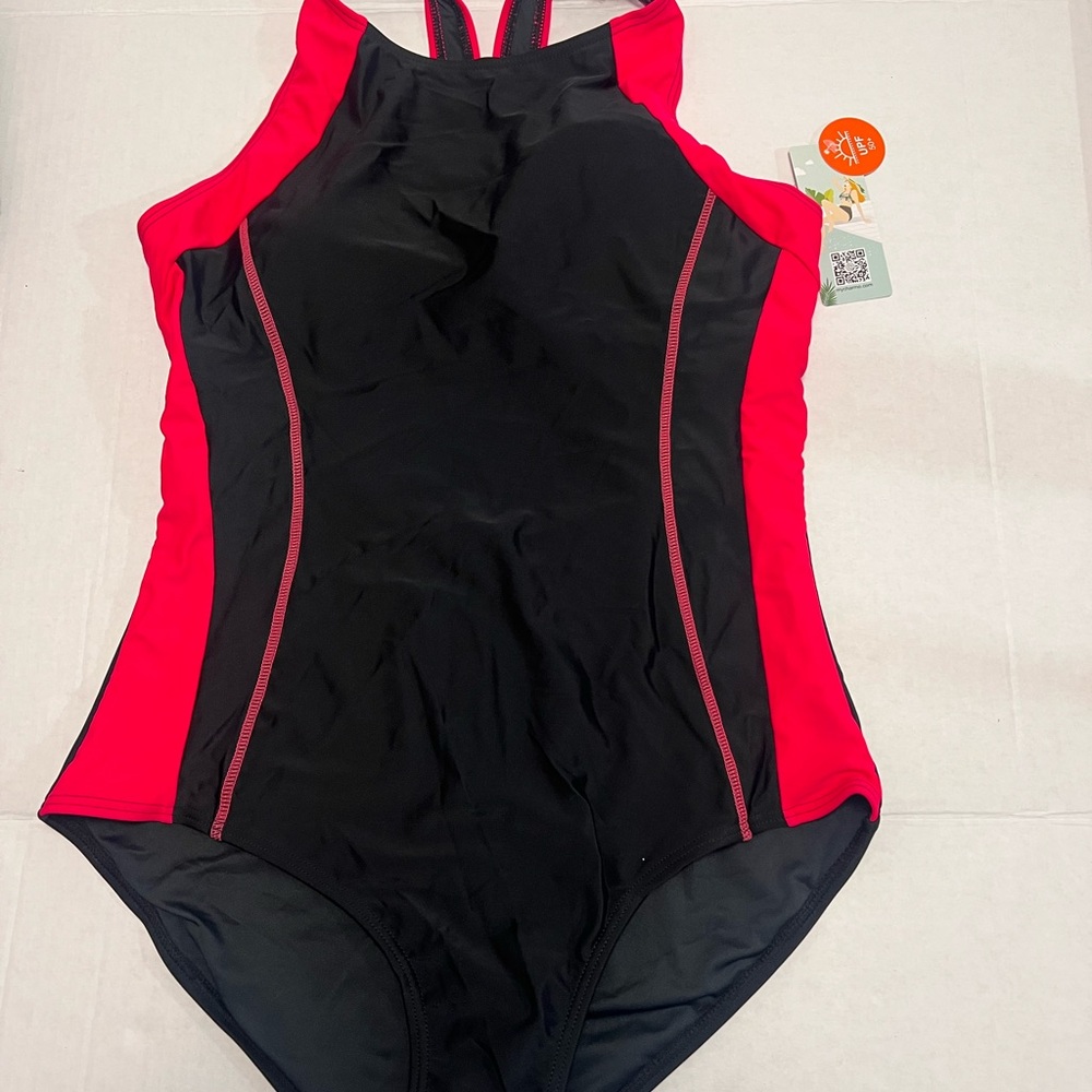 My charmo Black and Red One-Piece Swimsuit for women UPF 50+ size L